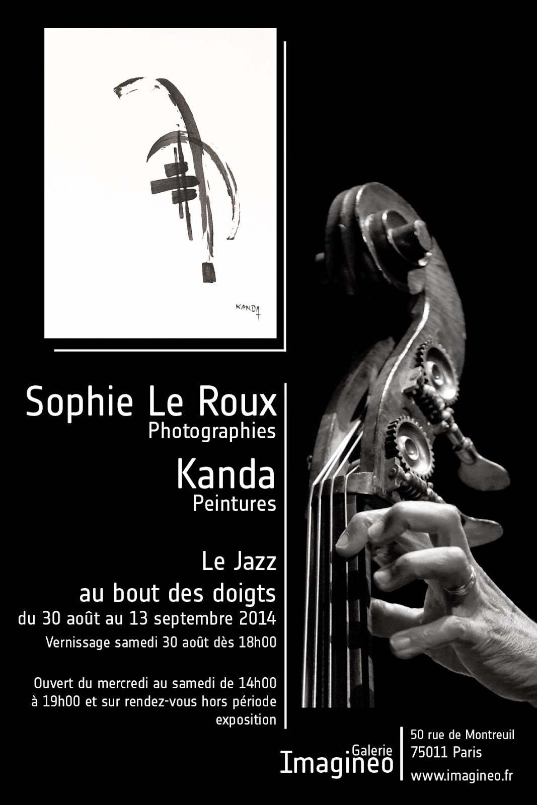 Sophie Le Roux - Affiche de l'exposition Le jazz au bout des doigts a la galerie Imagineo - Paris, 2014